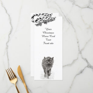 Angry Black Wolf in the Snow , wild Winter Menu