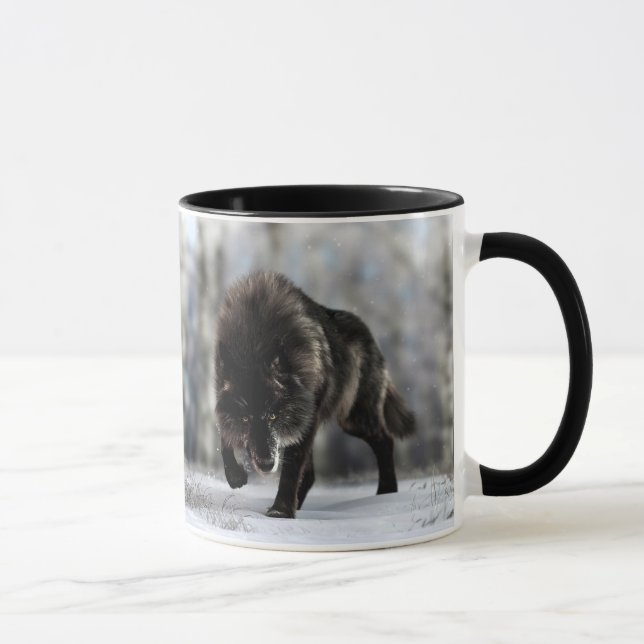 Angry black wolf mug (Right)