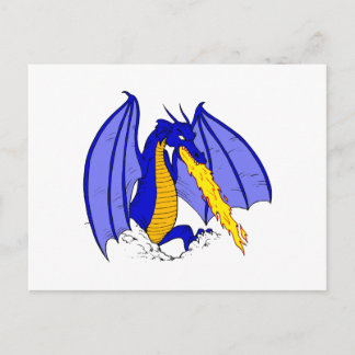 Angry Blue Fire Breather Postcard