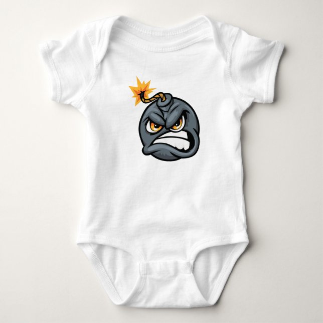 Angry Bomb Cartoon Baby Bodysuit (Front)