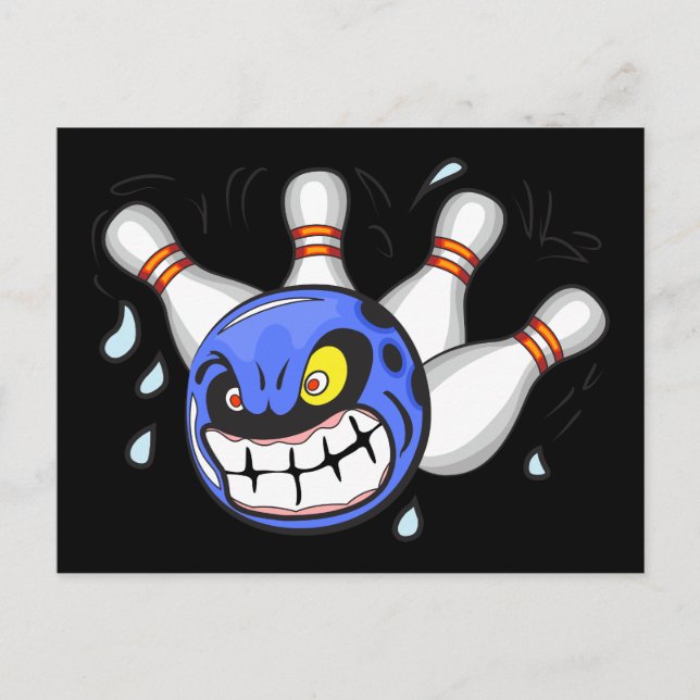Angry Bowling Ball, Funny Sport Postcard (Front)