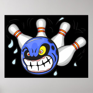 Angry Bowling Ball, Funny Sport Poster