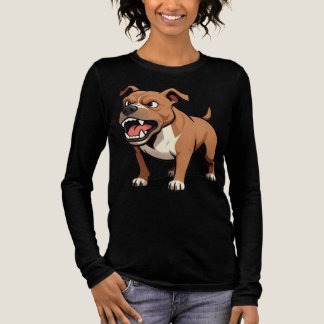 Angry Brown Pitbull Cartoon Dog Gift for Dad Tri-Blend Shirt