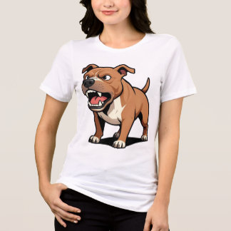 Angry Brown Pitbull Cartoon Dog Gift for Dad Tri-Blend Shirt