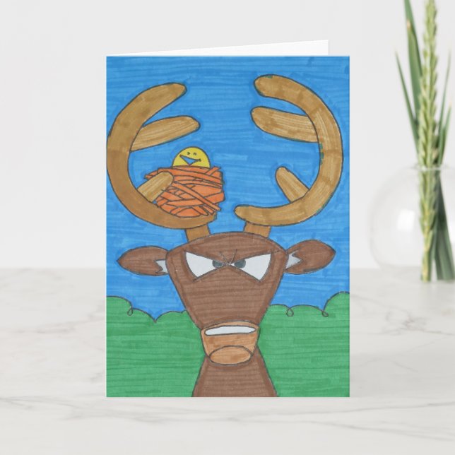 Angry Buck Greeting Card (Front)