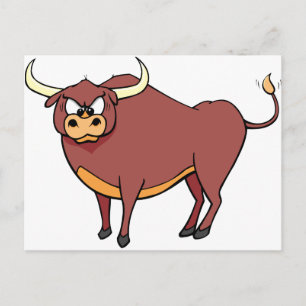Angry Bull Cartoon Postcard