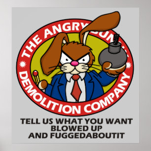 Angry Bunny Demolition Poster