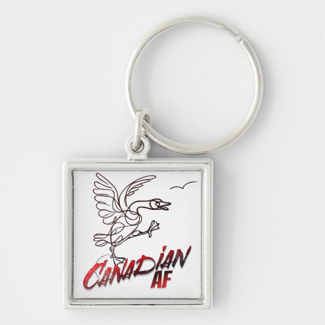 Angry Canada Goose Canadian AF sticker Key Ring (Front)