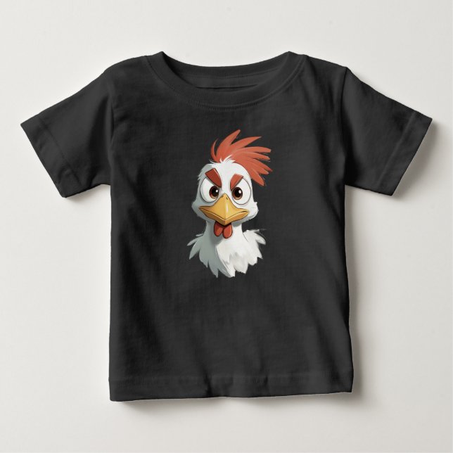 Angry Cartoon Chicken Head Baby T-Shirt (Front)