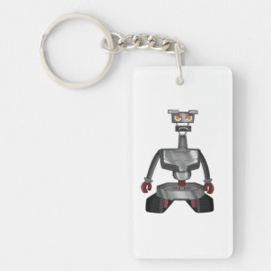 angry cartoon robot keychain