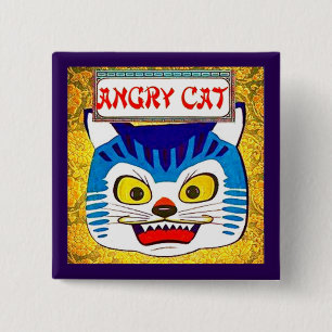 Angry Cat 15 Cm Square Badge