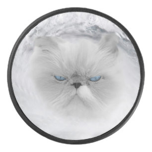 Angry Cat 5 Hurricane Hockey Puck