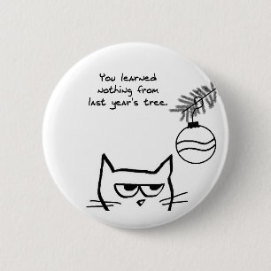 Angry Cat and the Christmas Tree 6 Cm Round Badge