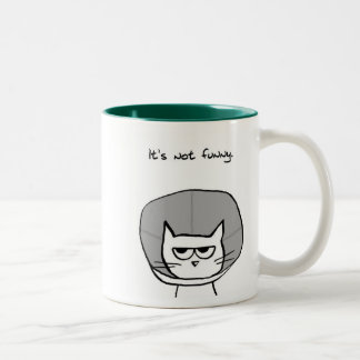 Angry Cat and the Cone of Shame Two-Tone Coffee Mug