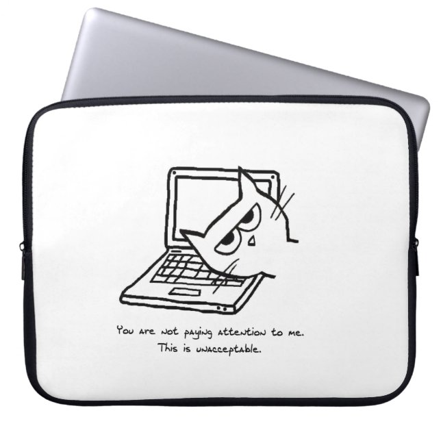 Angry Cat Demands Attention - Cat Laptop Sleeve (Front)