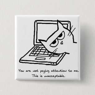 Angry Cat Demands Attention - Funny Cat Magnet 15 Cm Square Badge