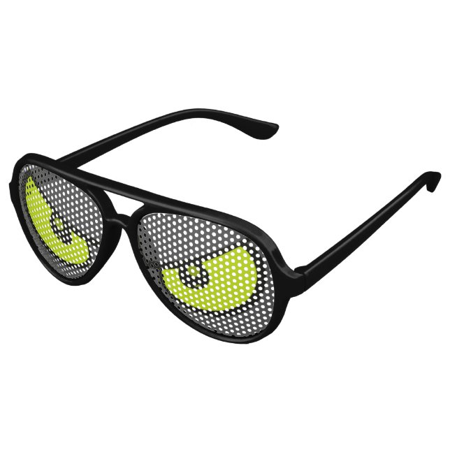 Angry cat eyes, funny green cartoon, party shades (Angled)