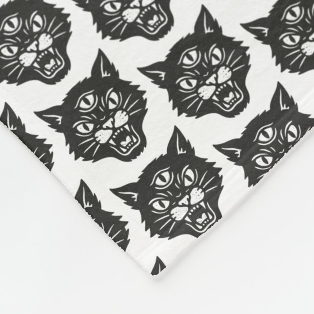 Angry Cat  Fleece Blanket (Corner)