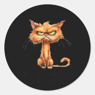 Angry Cat Funny Sarcastic Humour Dont Care Funny Classic Round Sticker