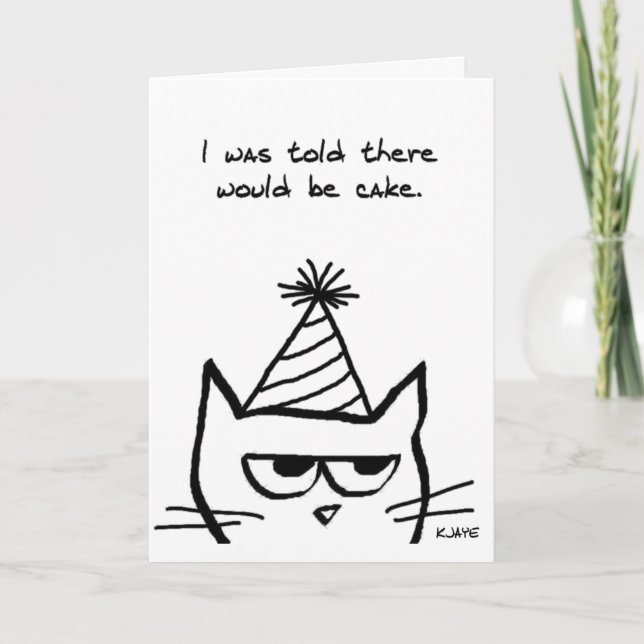 Angry Cat Hates Birthdays - Funny Cat Card (Front)