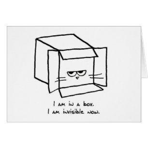 Angry Cat Hides in a Box - Funny Cat Card