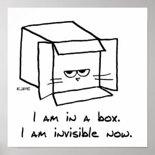 Angry Cat Hides in a Box - Funny Cat Poster