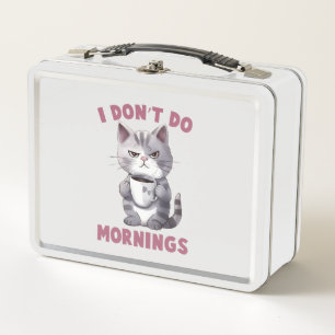 Angry Cat - I Don't Do Mornings Metal Lunch Box
