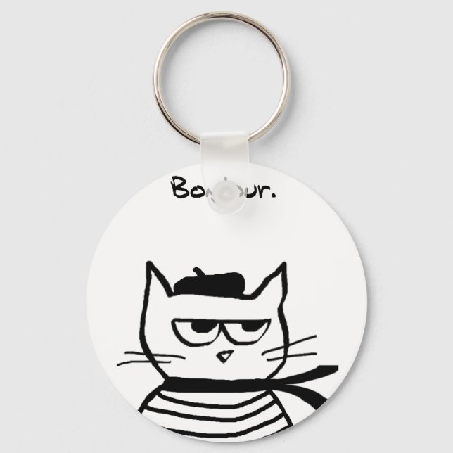 Angry Cat is So Very French Key Ring (Front)