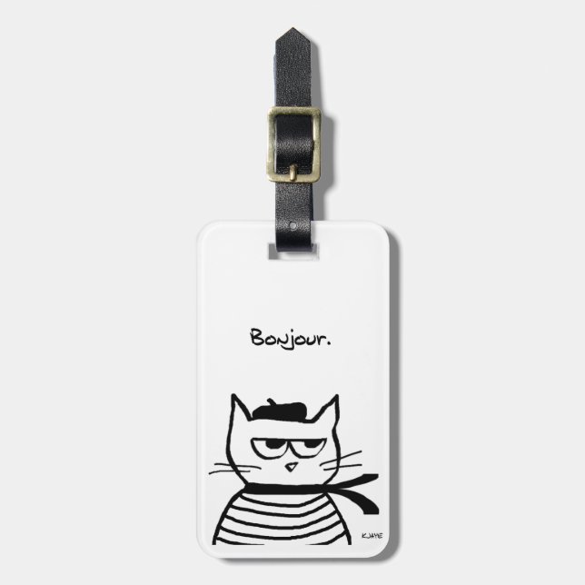 Angry Cat is so very French Luggage Tag (Front Vertical)