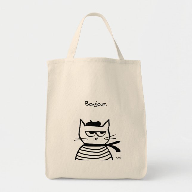 Angry Cat is So Very French Tote Bag (Front)