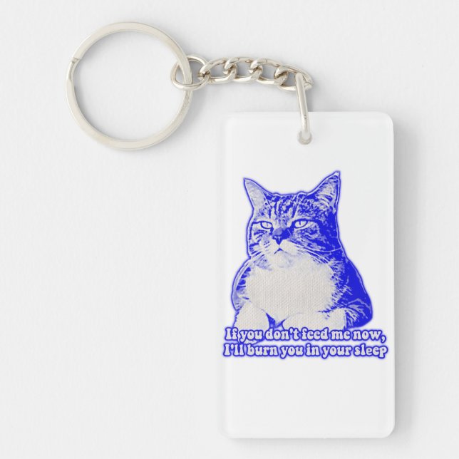 Angry cat meme for cat lovers and cat owners key ring (Front)