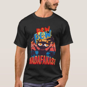 Angry Cat Pew Pew Madafakas Crazy Black Kitten Ret T-Shirt