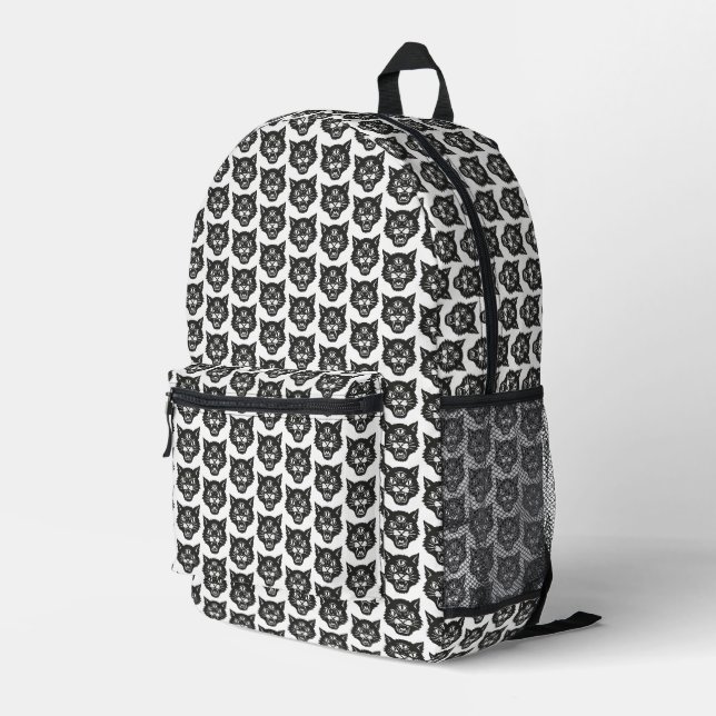 Angry Cat Printed Backpack (Back Corner Right)