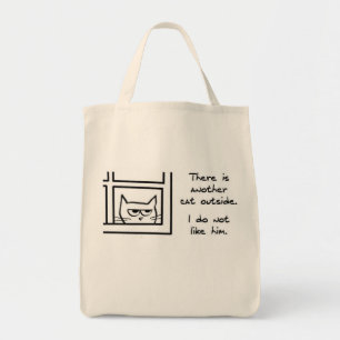 Angry Cat Sees Another Cat - Funny Cat Tote Bag