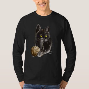 Angry Cat With Yellow eyes Stuck in a Ball of Stri T-Shirt