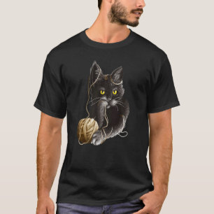 Angry Cat With Yellow eyes Stuck in a Ball of Stri T-Shirt