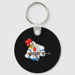 Angry Chicken Cartoon Weapon Rooster Funny Gun Far Key Ring