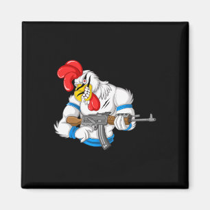 Angry Chicken Cartoon Weapon Rooster Funny Gun Far Magnet