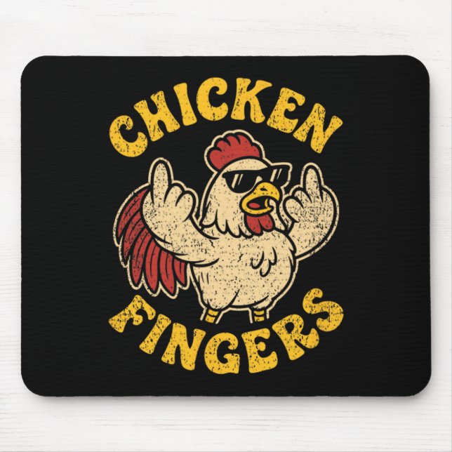 Angry Chicken Flipping Off Middle Fingers Pun Cluc Mouse Pad (Front)