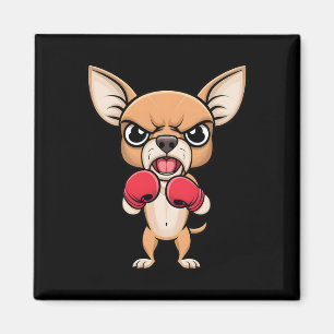 Angry Chihuahua Dog With Boxing Gloves Funny Pet  Magnet