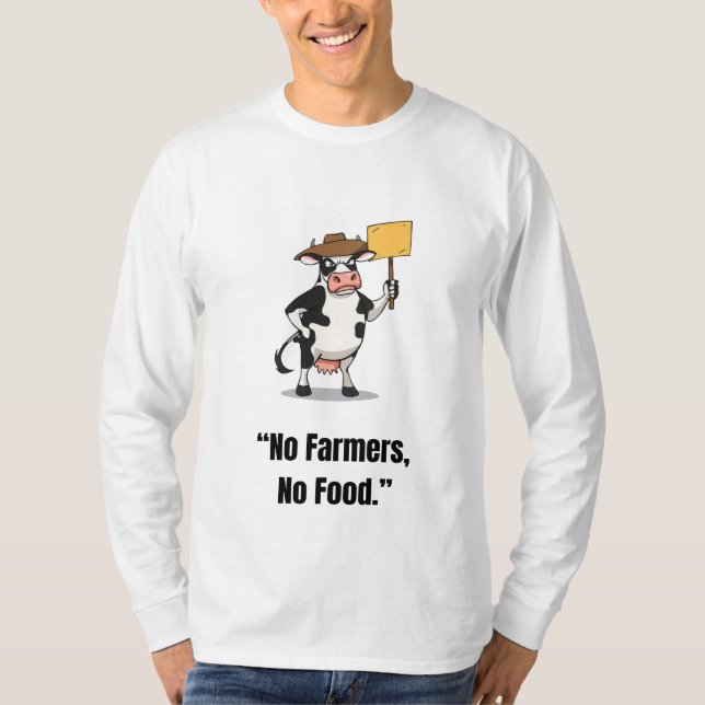 Angry Cow Protest – Funny Cartoon Tee (Front)