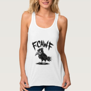Angry Crow “F-CAW-F” – Edgy Cartoon Bird Design Singlet