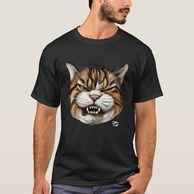 Angry cute Cat With Bad Mood T-Shirt (Front)