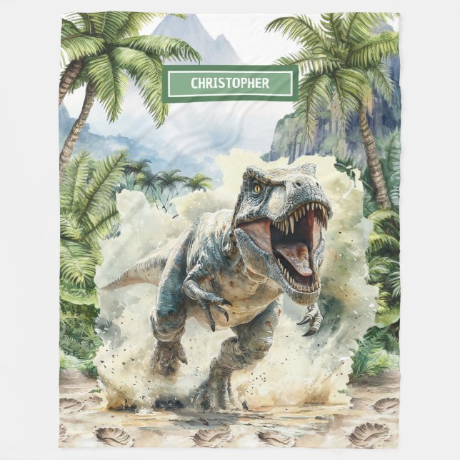 Angry Dinosaur Blanket Custom Name Personalised  (Front)