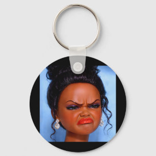 Angry disgusted black doll face meme Angry disgust Key Ring