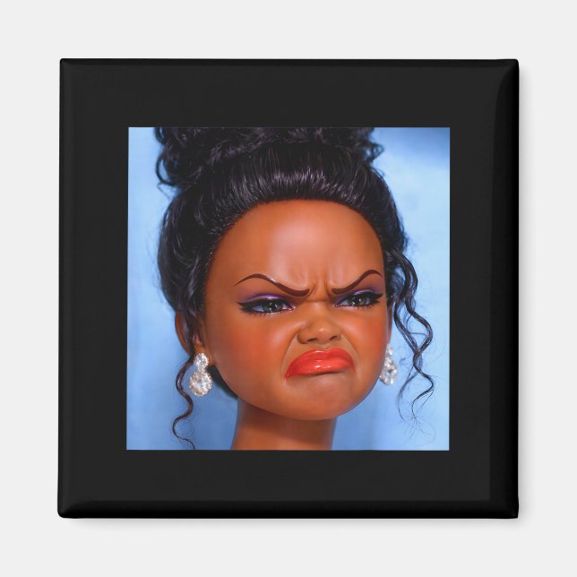 Angry disgusted black doll face meme Angry disgust Magnet (Front)