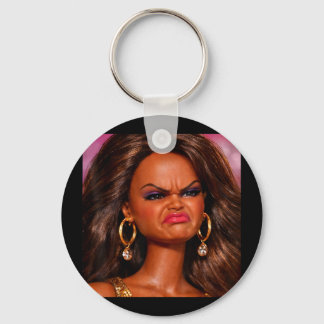 Angry disgusted black doll face meme reaction gen  key ring
