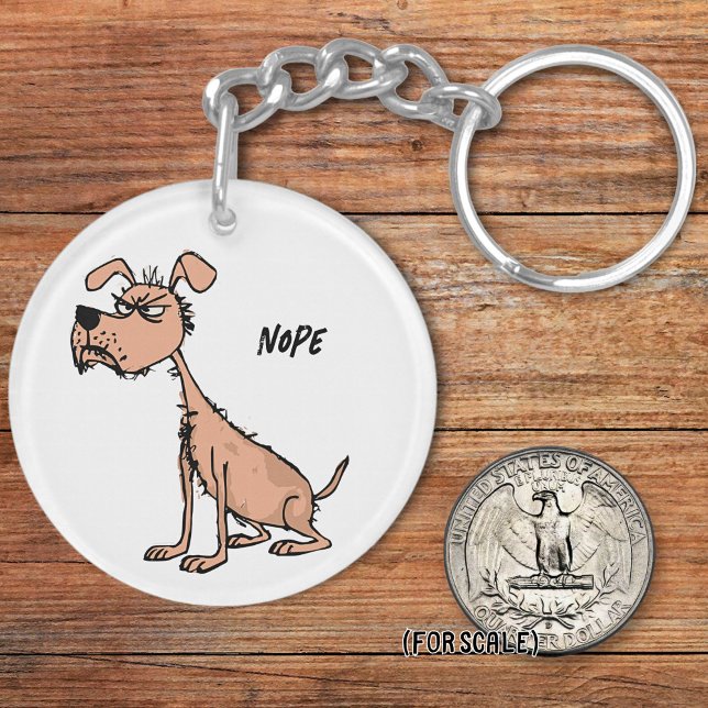 Angry Dog Drawing Sarcastic Phrase Bag Charm Key Ring (Creator Uploaded)