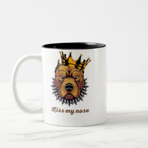 Angry Dog – "Kiss My Nose" Funny Pet Designs Two-Tone Coffee Mug