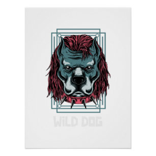 Angry Dog Logo Spiked Collar Bulldog Artwork Poster